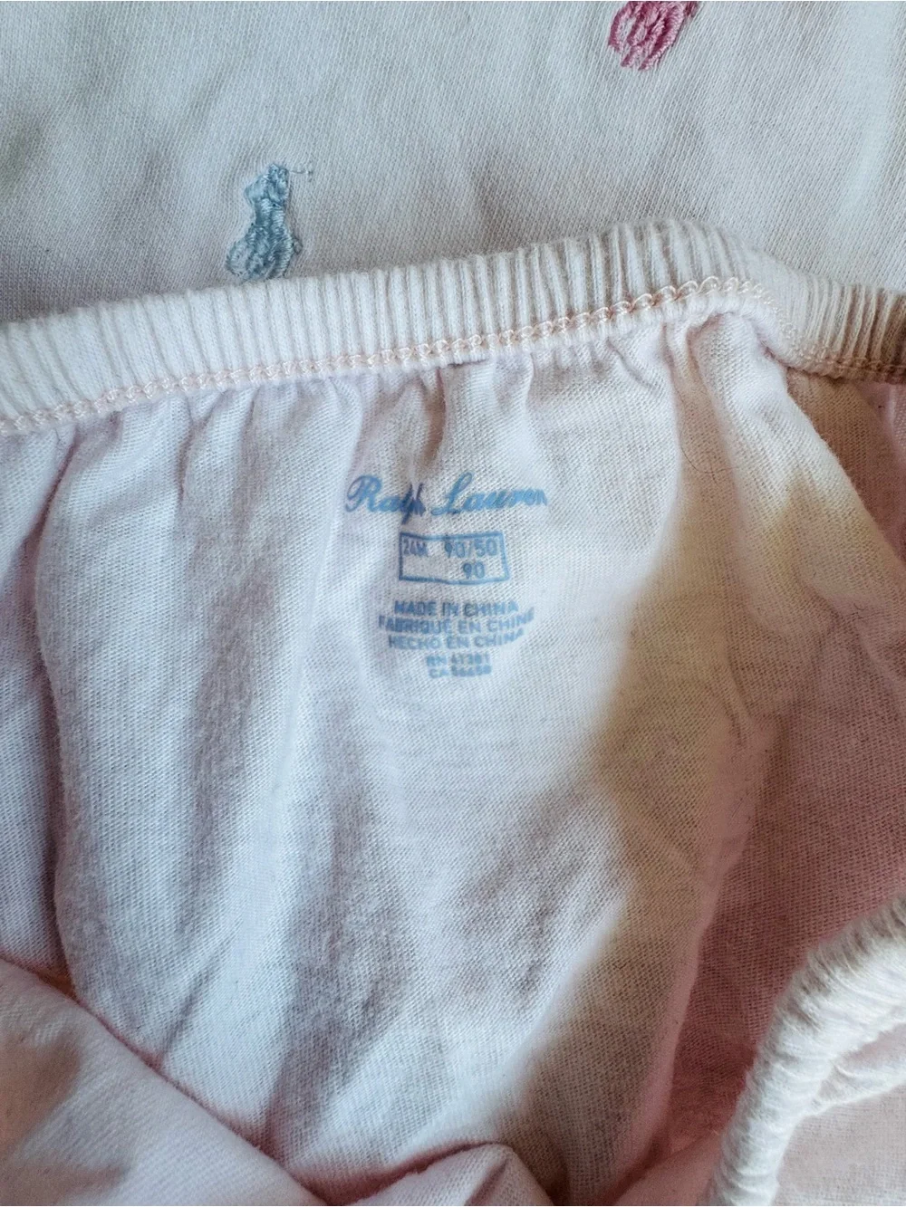 Ralph Lauren Pale Pink Polo Ruffle Baby Dress with ponies and bloomer 24 mo GUC